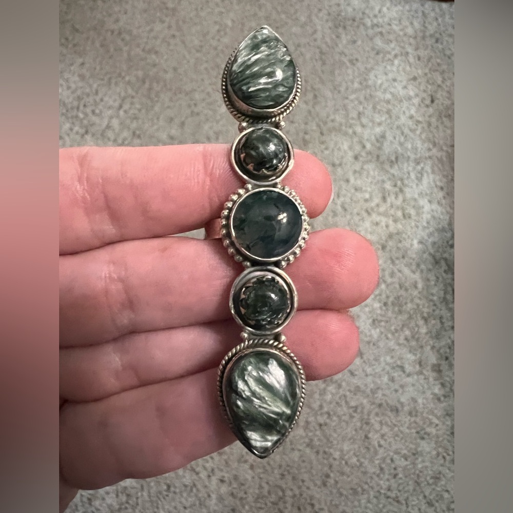 Sterling Silver Seraphinite Crawler Ring - image 1